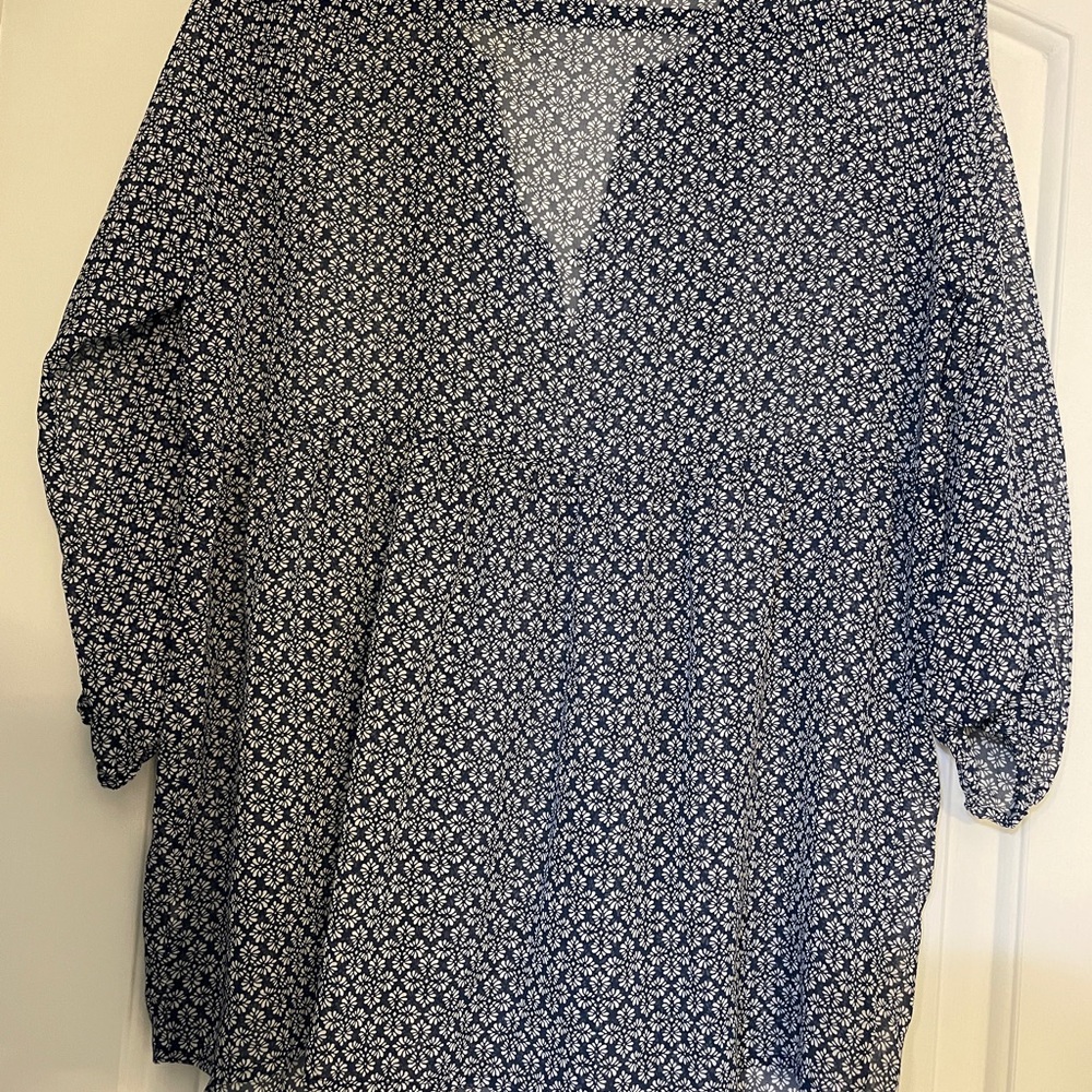 Navy Blue Patterned Women's Top